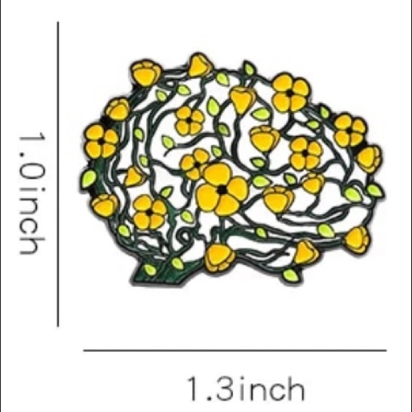 Floral Brain Network Enamel Pin Daisy Chain Neurology Science Lanyard Badge Gift - Picture 3 of 10